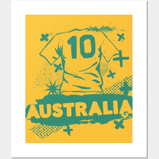 Vintage Australia Soccer // Retro Grunge Aussie Soccer Posters and Art